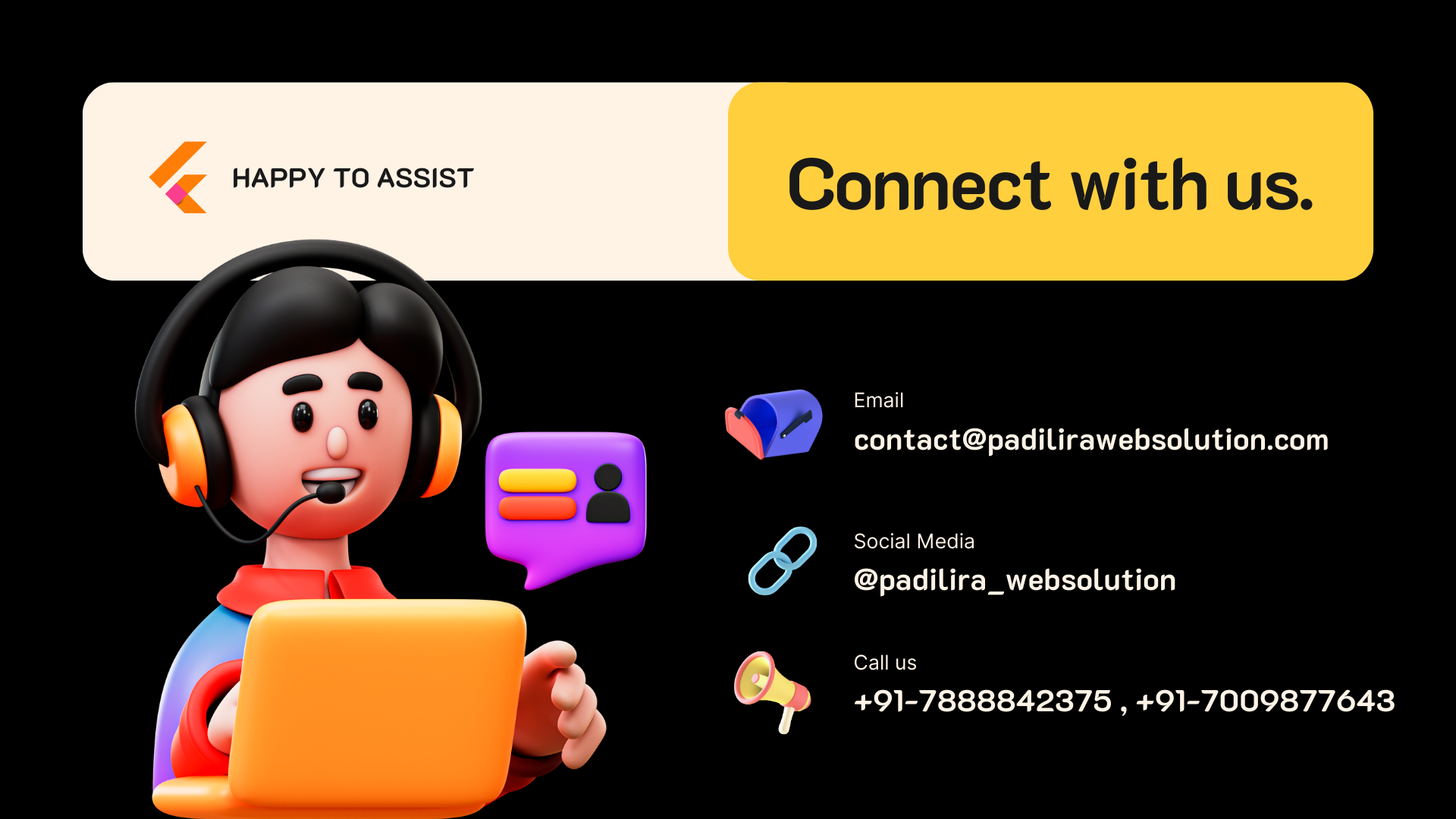 Blank Company Profile Business Presentation in Orange Pink Yellow 3D Style (1920 × 1080px)